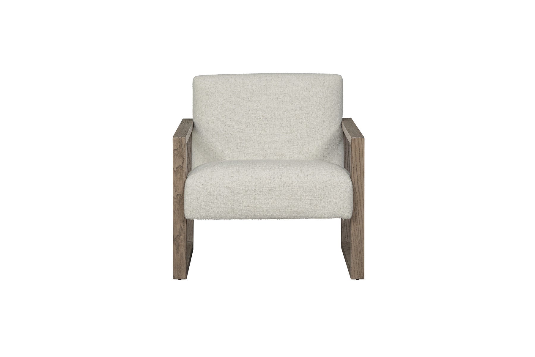 28" Beige and Ash Gray Fabric And Wood Arm Chair-0