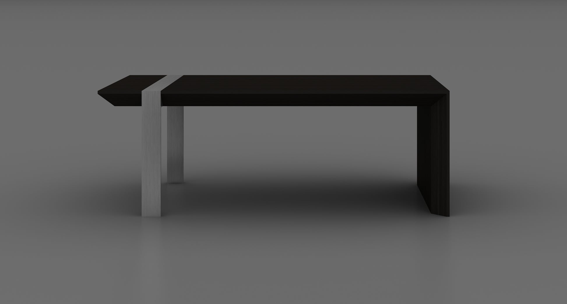 48" Black And Silver Wood And Stainless Steel Distressed Sled Coffee Table-2
