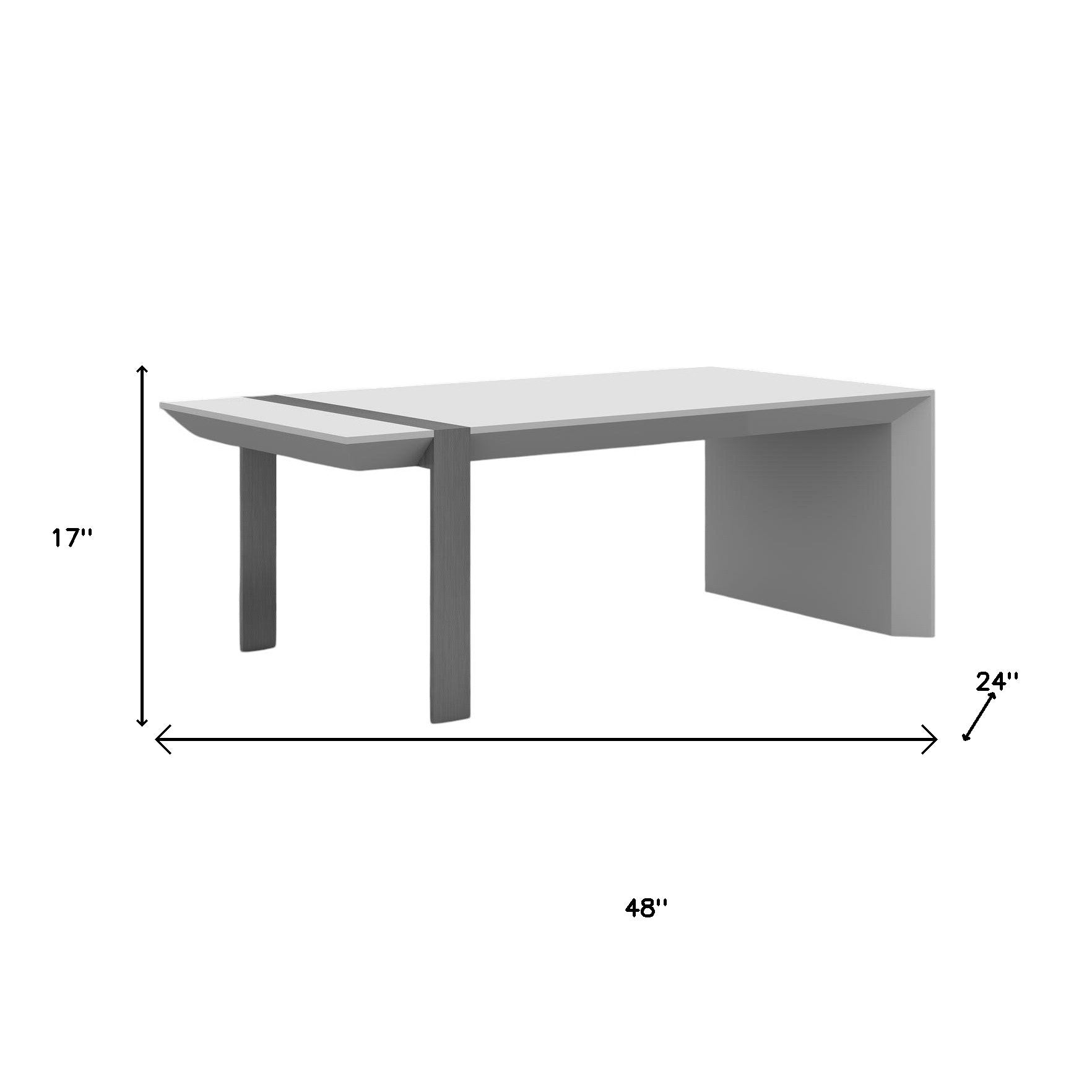 48" White And Silver Wood And Stainless Steel Coffee Table-5