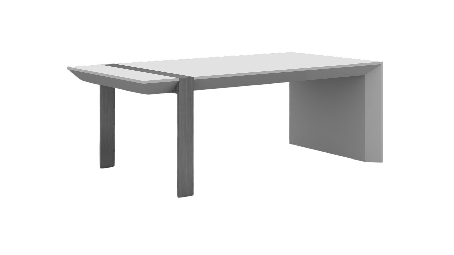 48" White And Silver Wood And Stainless Steel Coffee Table-1