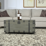 22" Brown Reclaimed Wood Distressed Trunk Coffee Table-0