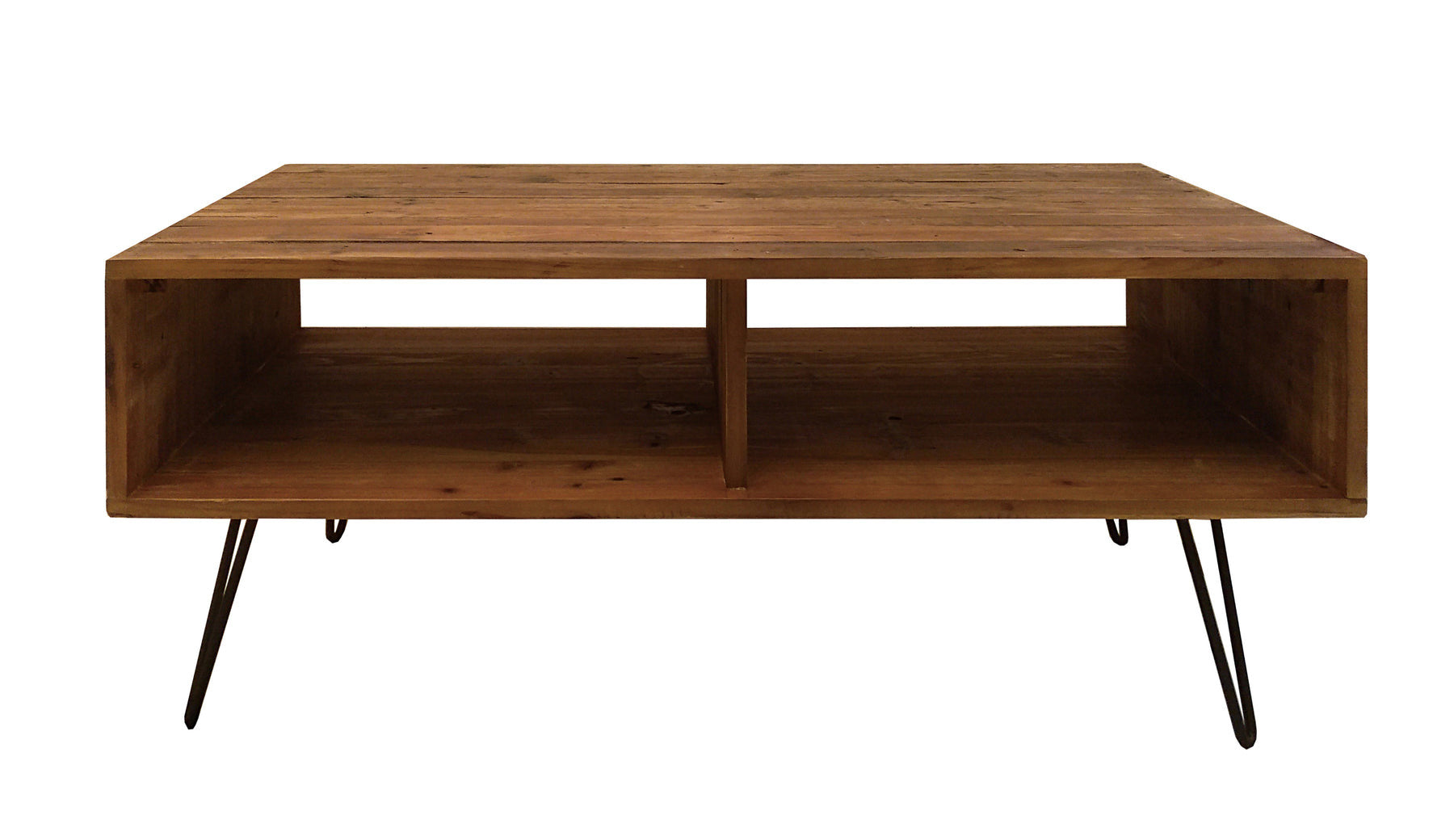 23" Brown And Black Wood And Metal Coffee Table With Shelf-1