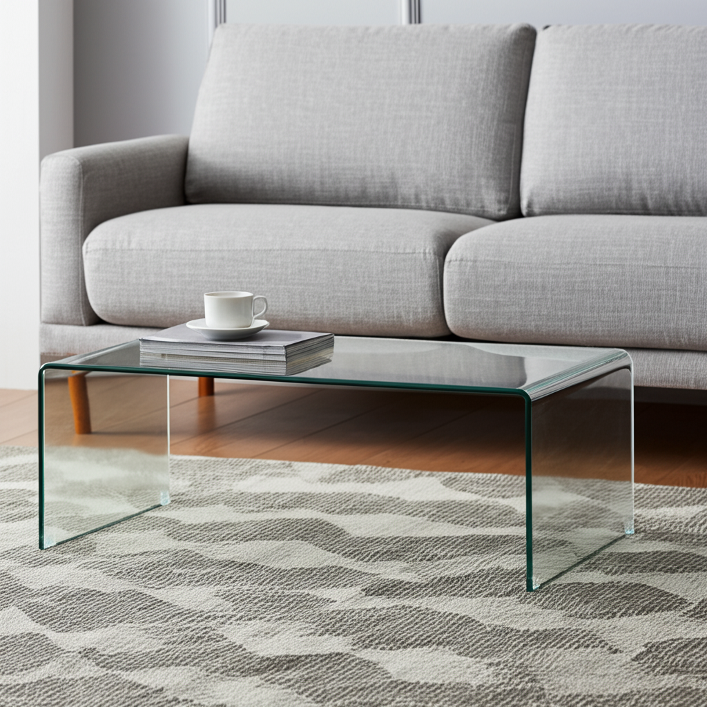 24" Clear Glass Sled Coffee Table-0