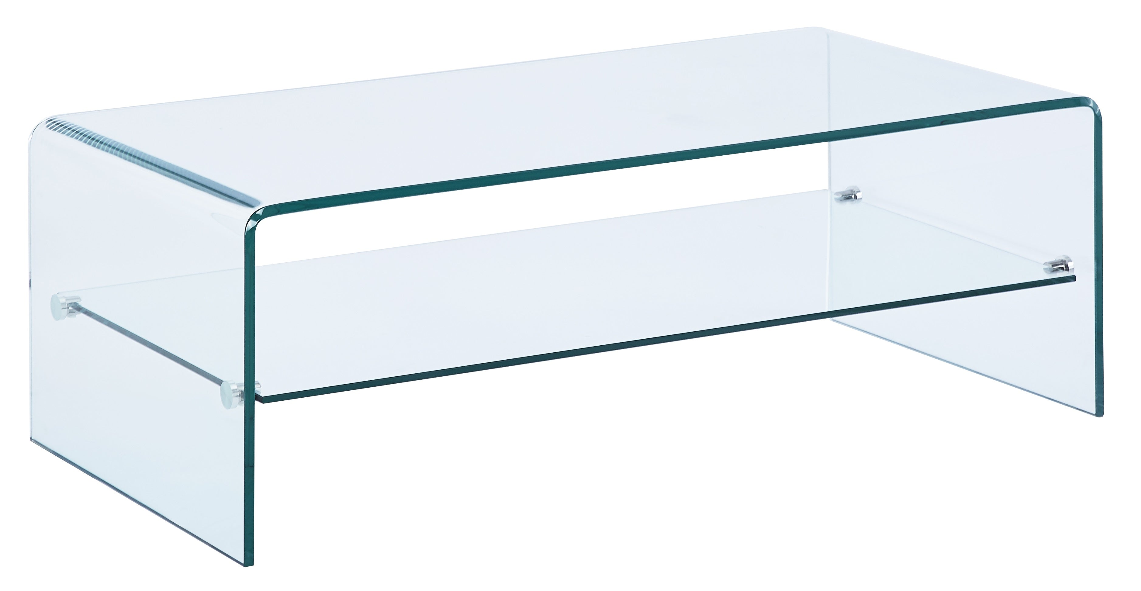 43" Clear Glass Sled Coffee Table With Shelf-1