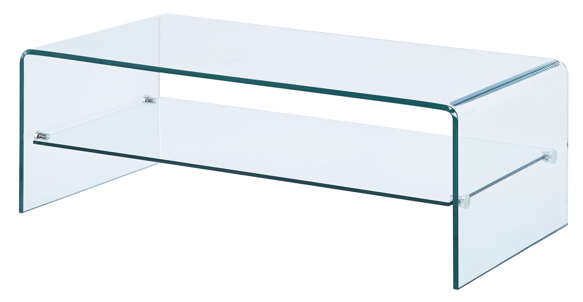 43" Clear Glass Sled Coffee Table With Shelf-2