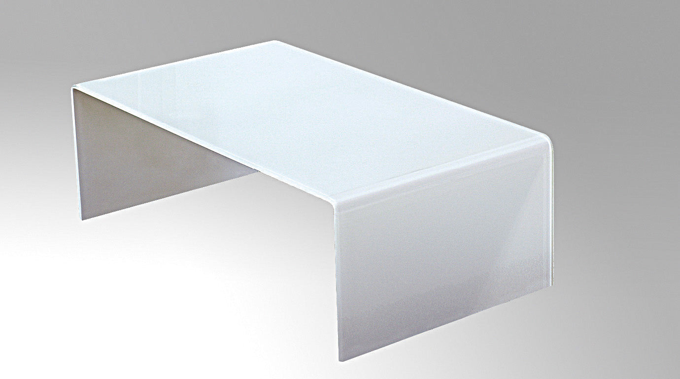 24" White Glass Sled Coffee Table-4