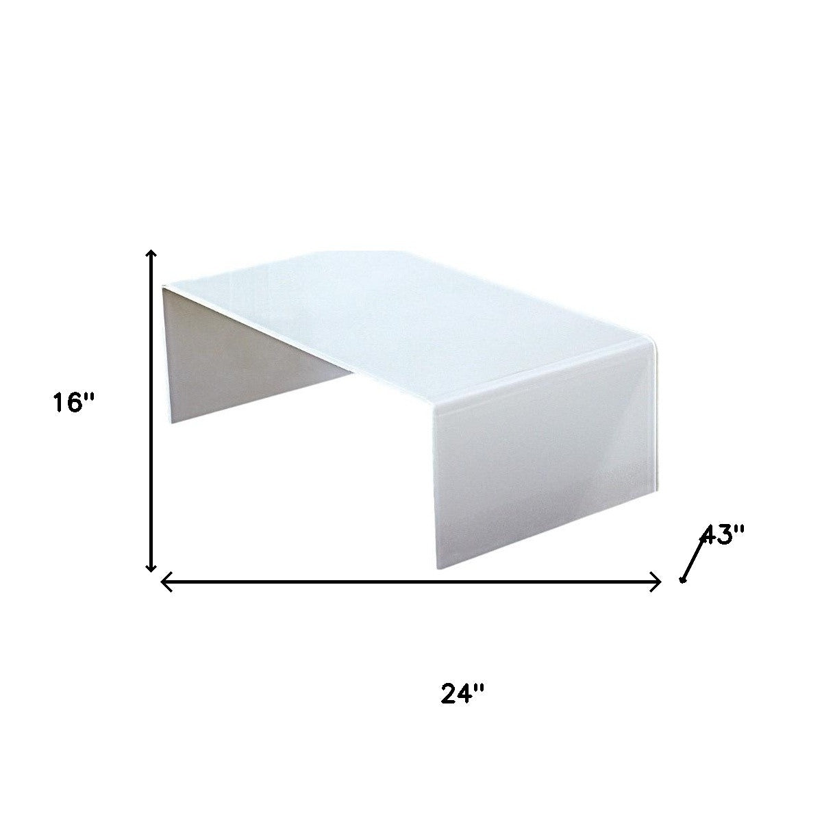 24" White Glass Sled Coffee Table-5