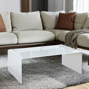24" White Glass Sled Coffee Table-0