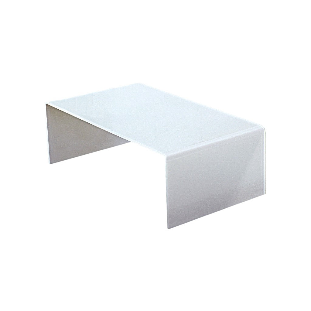 24" White Glass Sled Coffee Table-1