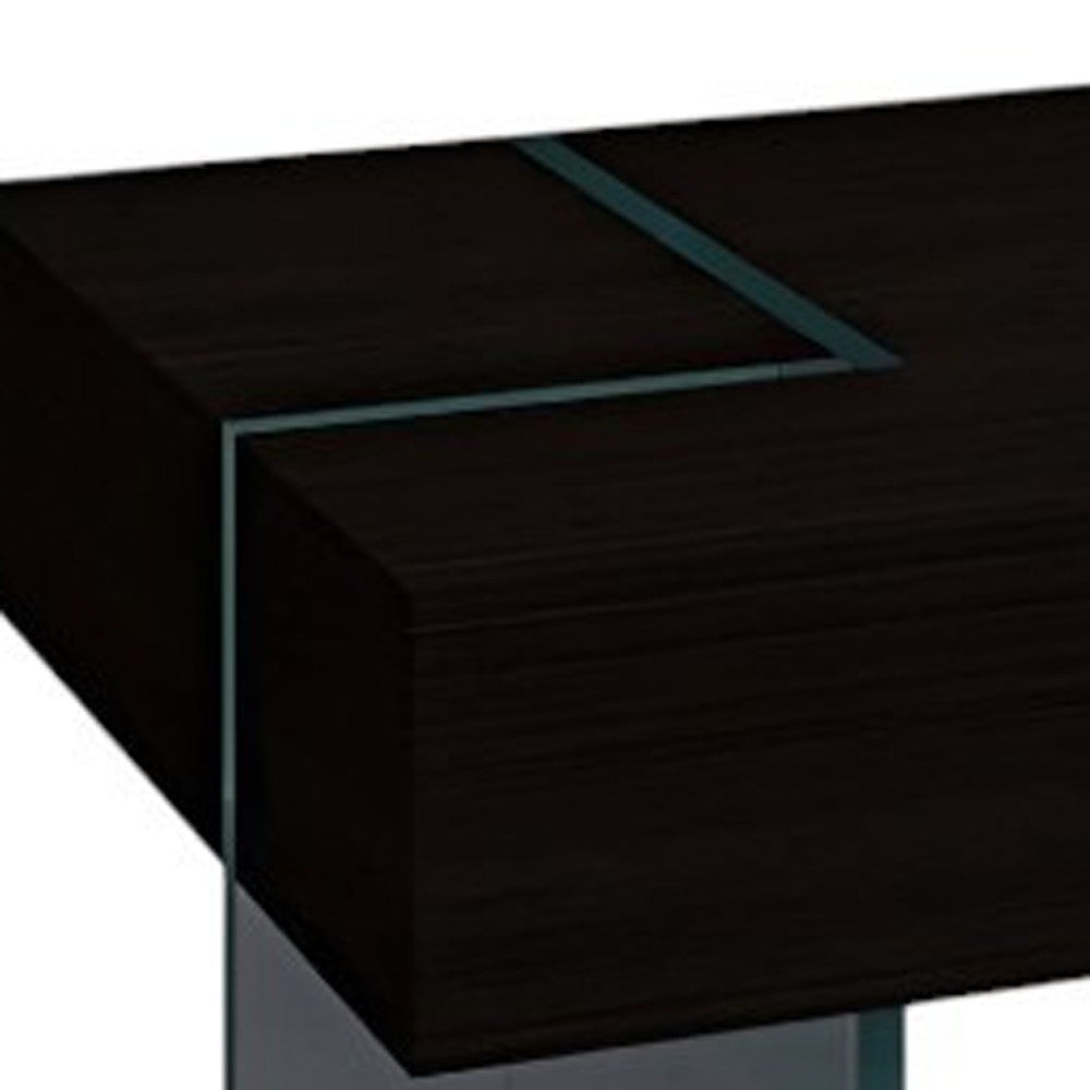 53" Black And Clear Wood And Glass Sled Coffee Table-2