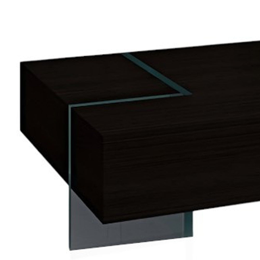 53" Black And Clear Wood And Glass Sled Coffee Table-3
