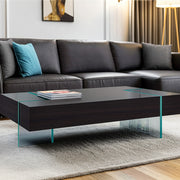 53" Black And Clear Wood And Glass Sled Coffee Table-0