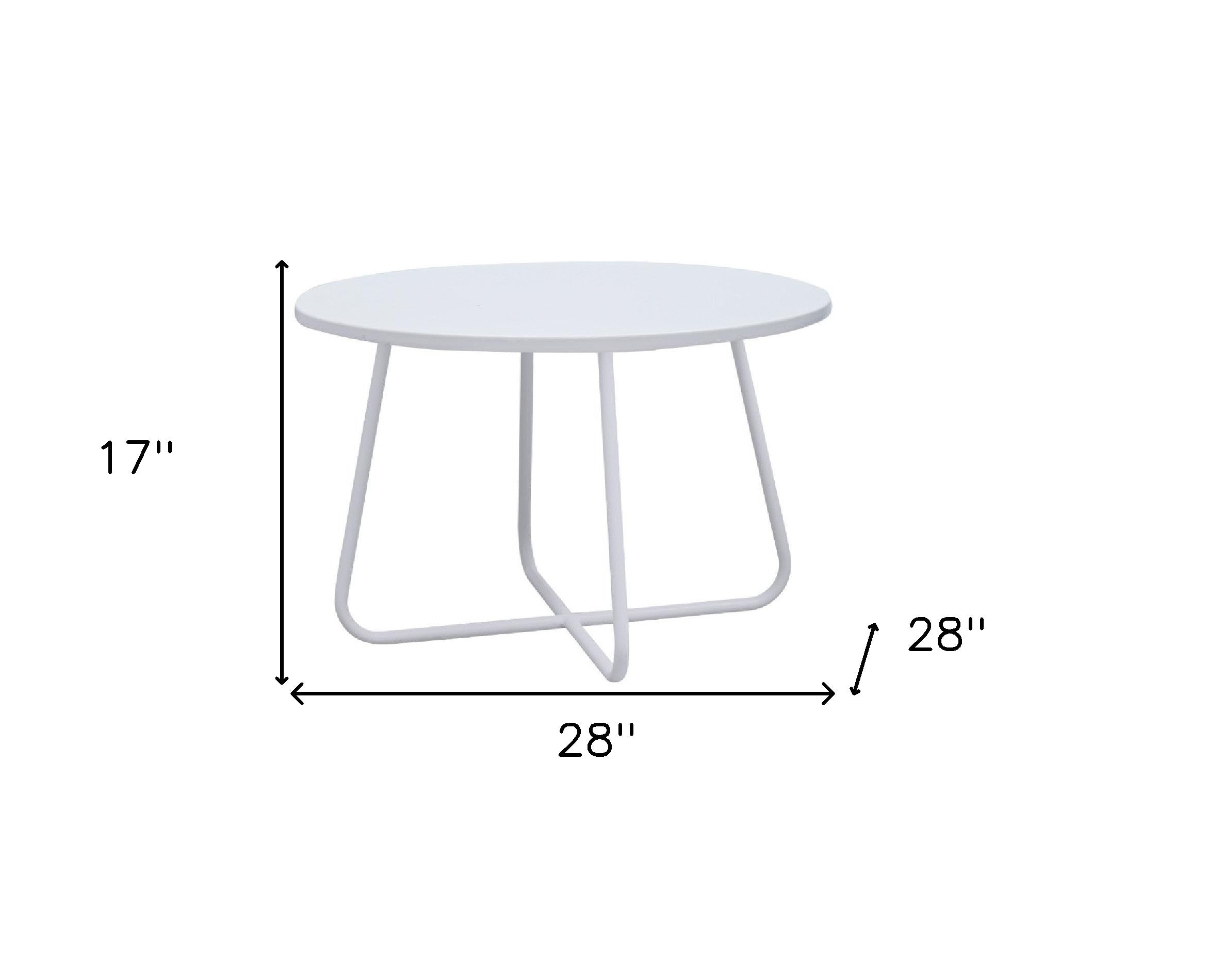 28" White Wood And Metal Round Cross Legs Coffee Table-4