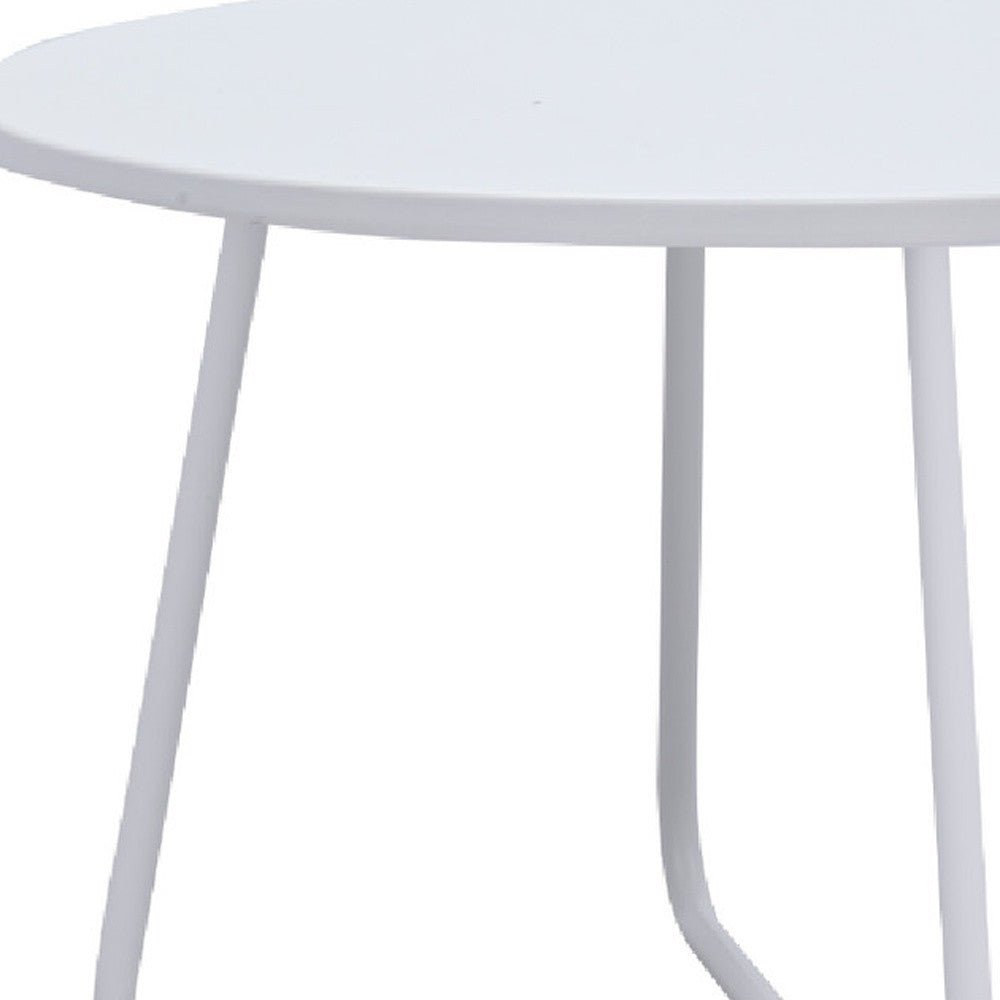 28" White Wood And Metal Round Cross Legs Coffee Table-2