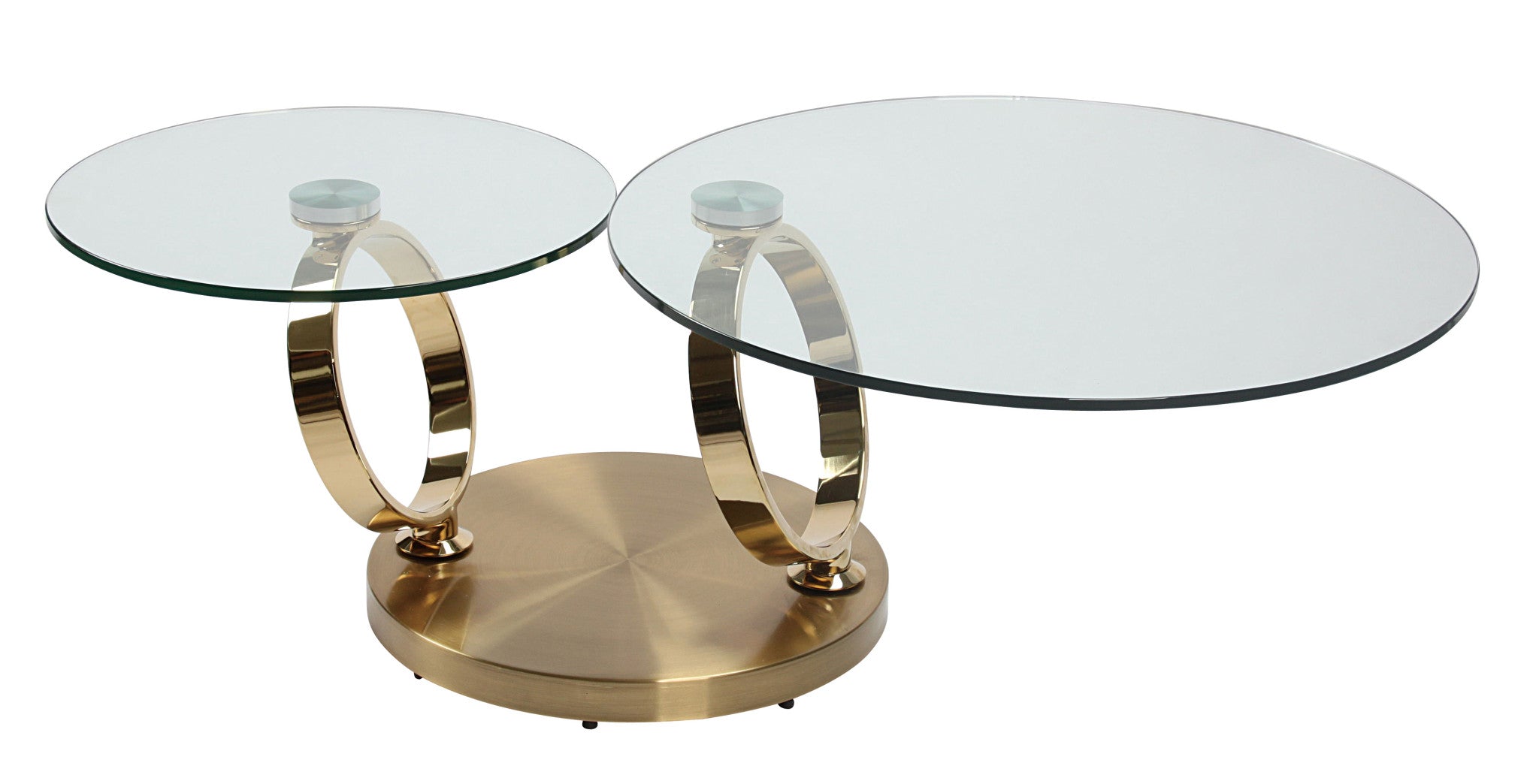 32" Clear And Gold Glass And Metal Round Abstract Coffee Table-2