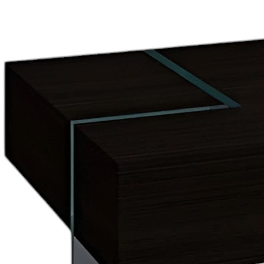 53" Black And Clear Wood And Glass Sled Coffee Table-2