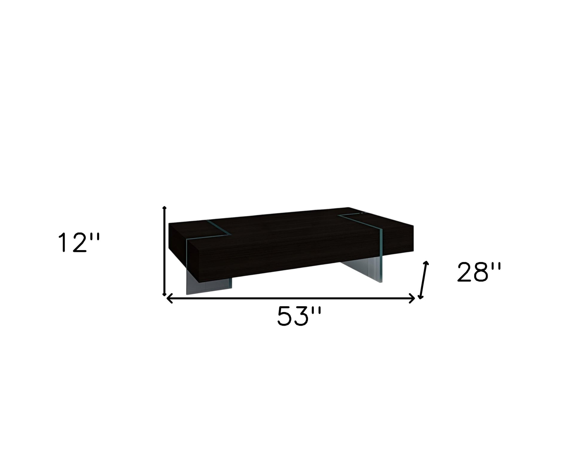 53" Black And Clear Wood And Glass Sled Coffee Table-4