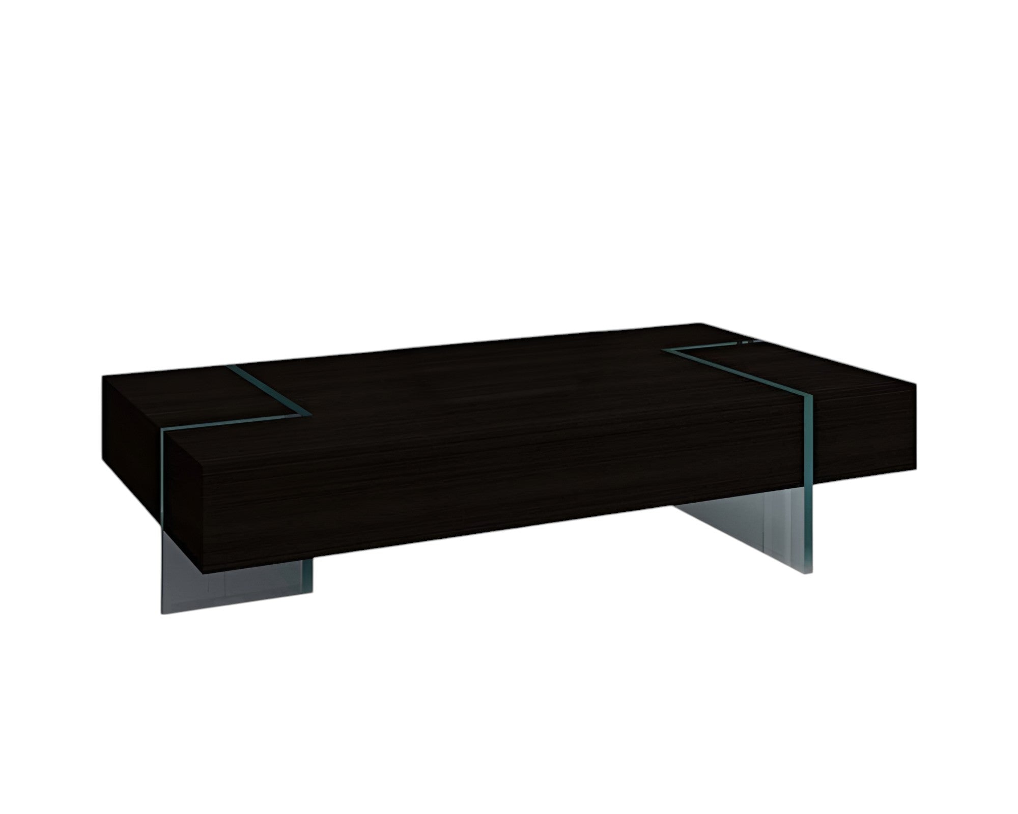 53" Black And Clear Wood And Glass Sled Coffee Table-1