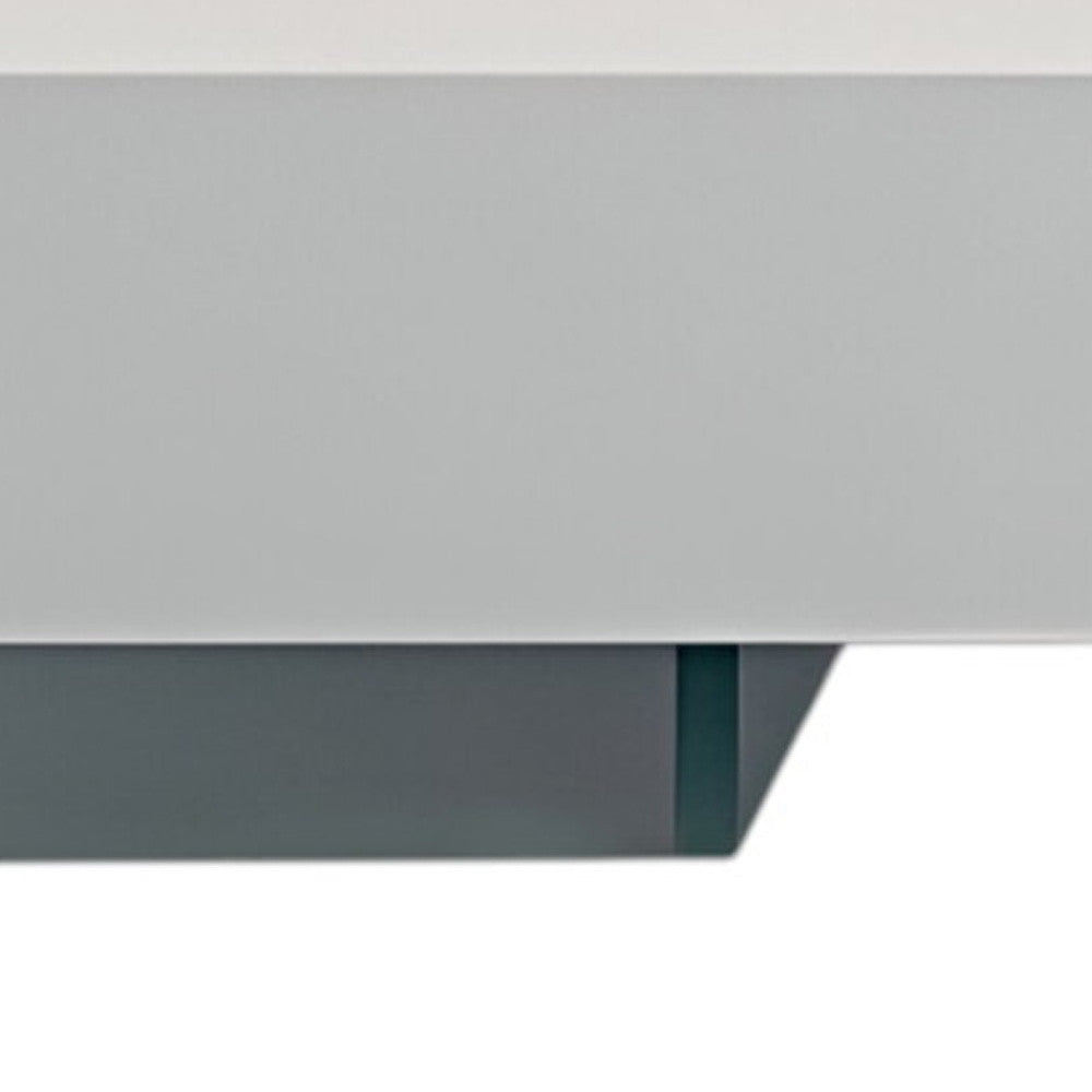 53" White And Clear Wood And Glass Sled Coffee Table-2