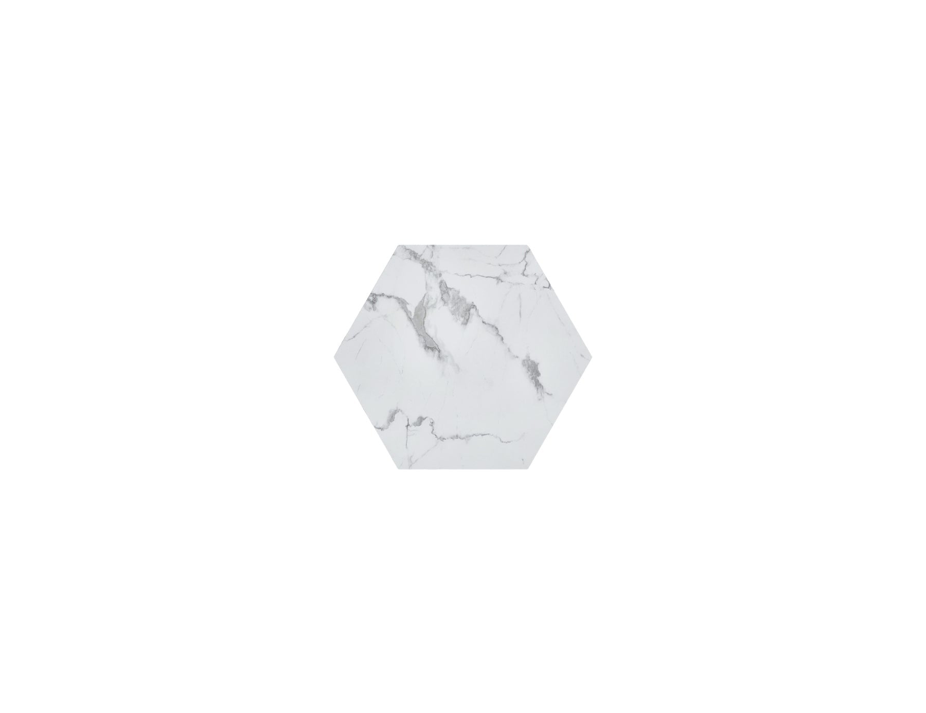 35" White And Gold Faux Marble Hexagon Drum Coffee Table-2