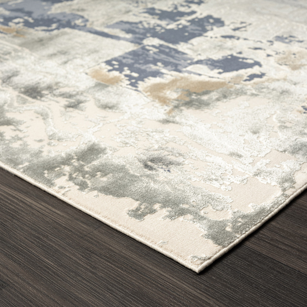 8' Blue Abstract Runner Rug-2