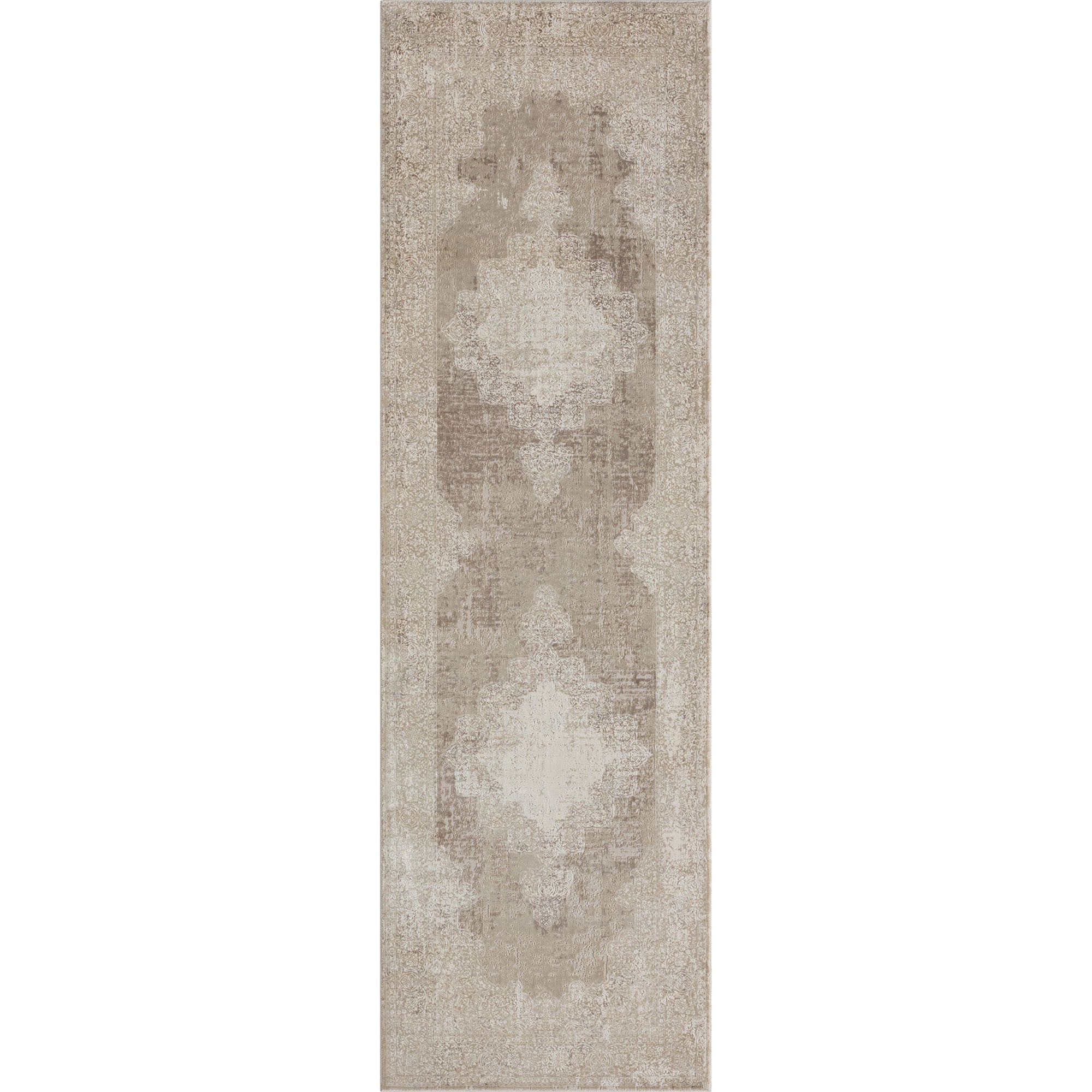 8' Ivory Medallion Runner Rug-1