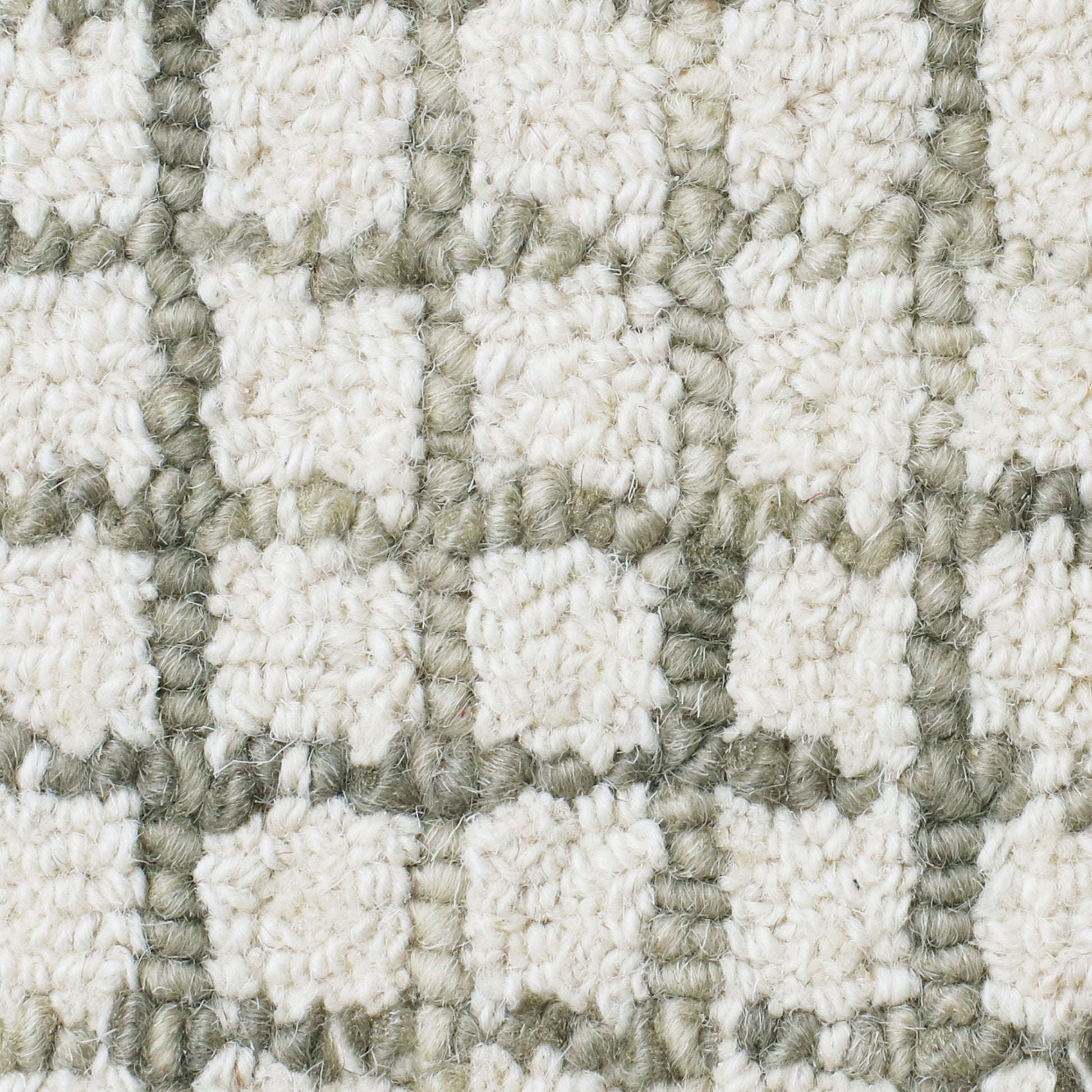 8' Gray And Ivory Wool Checkered Hand Hooked Runner Rug-8