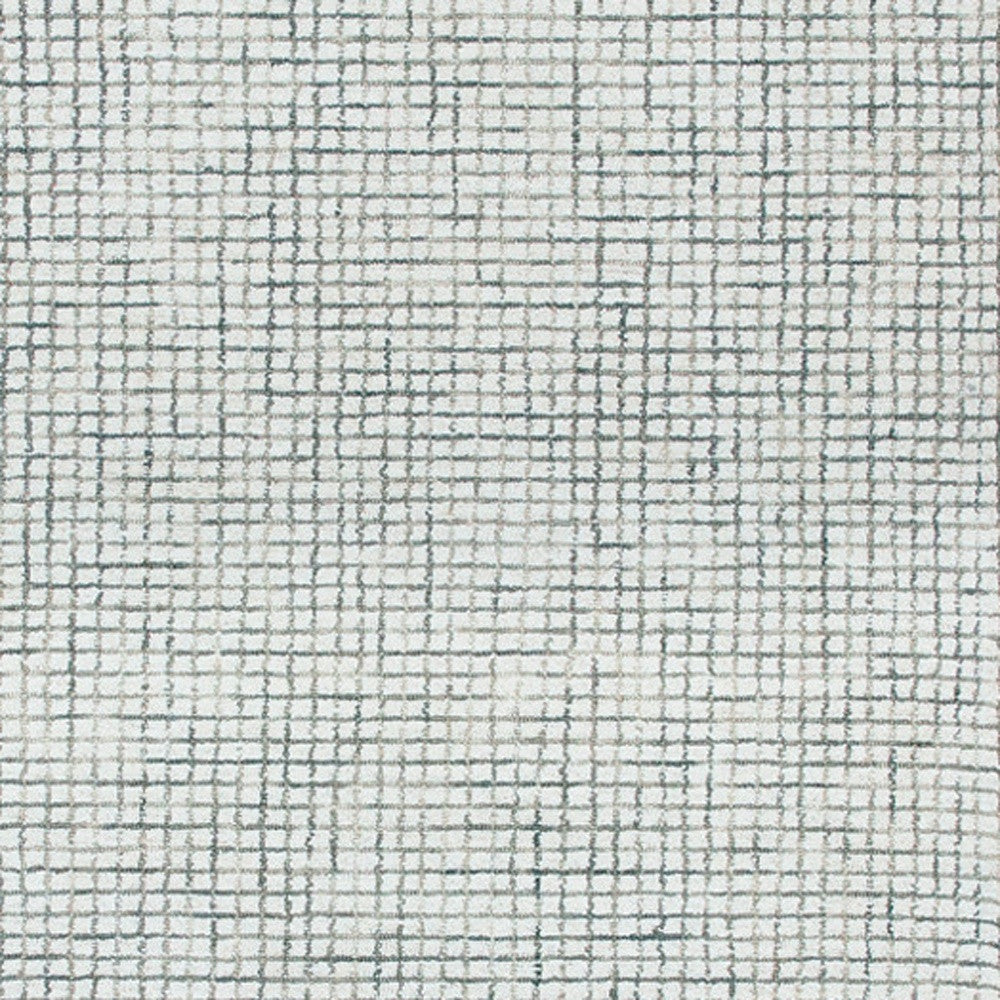 8' Gray And Ivory Wool Checkered Hand Hooked Runner Rug-3