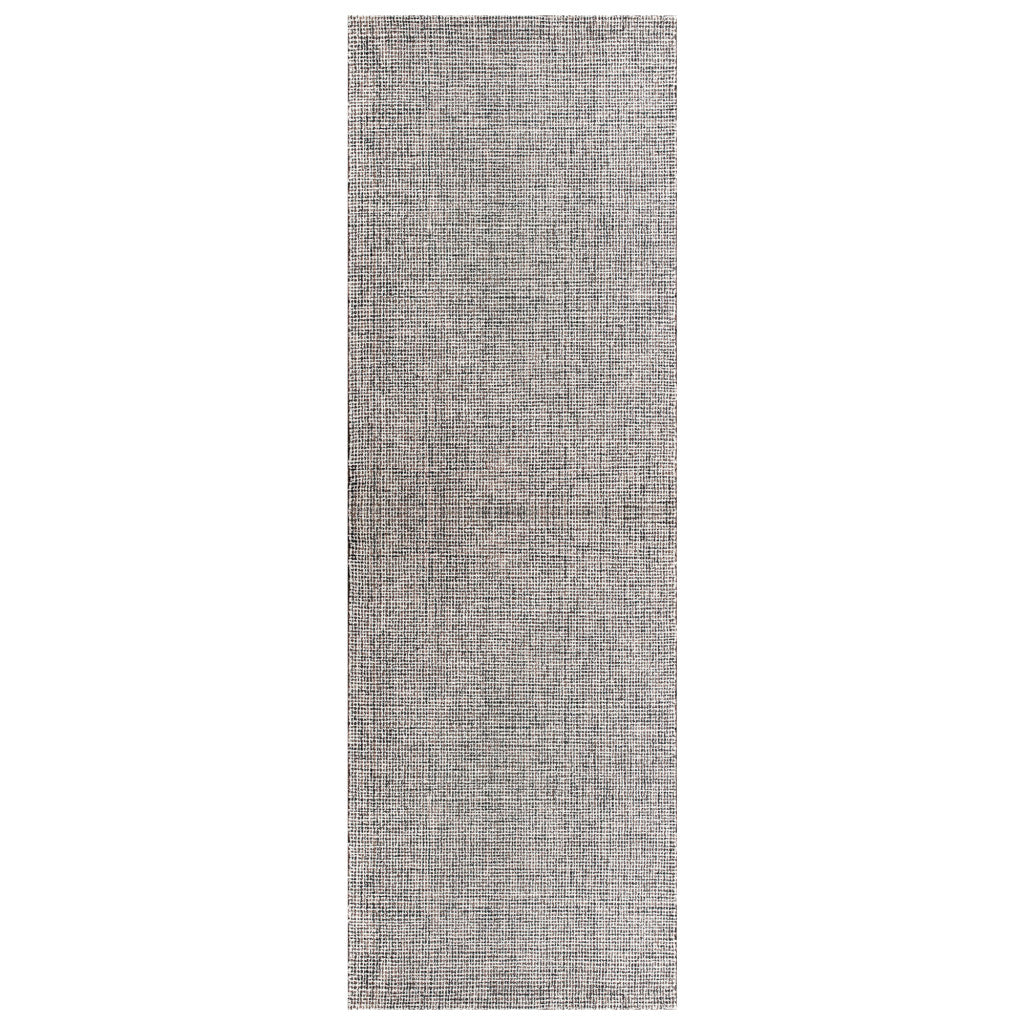 8' Gray And Ivory Wool Checkered Hand Tufted Runner Rug-1