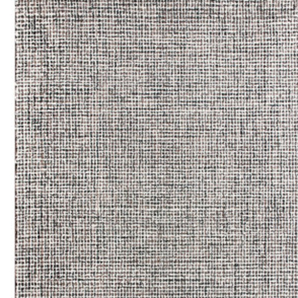 8' Gray And Ivory Wool Checkered Hand Tufted Runner Rug-3