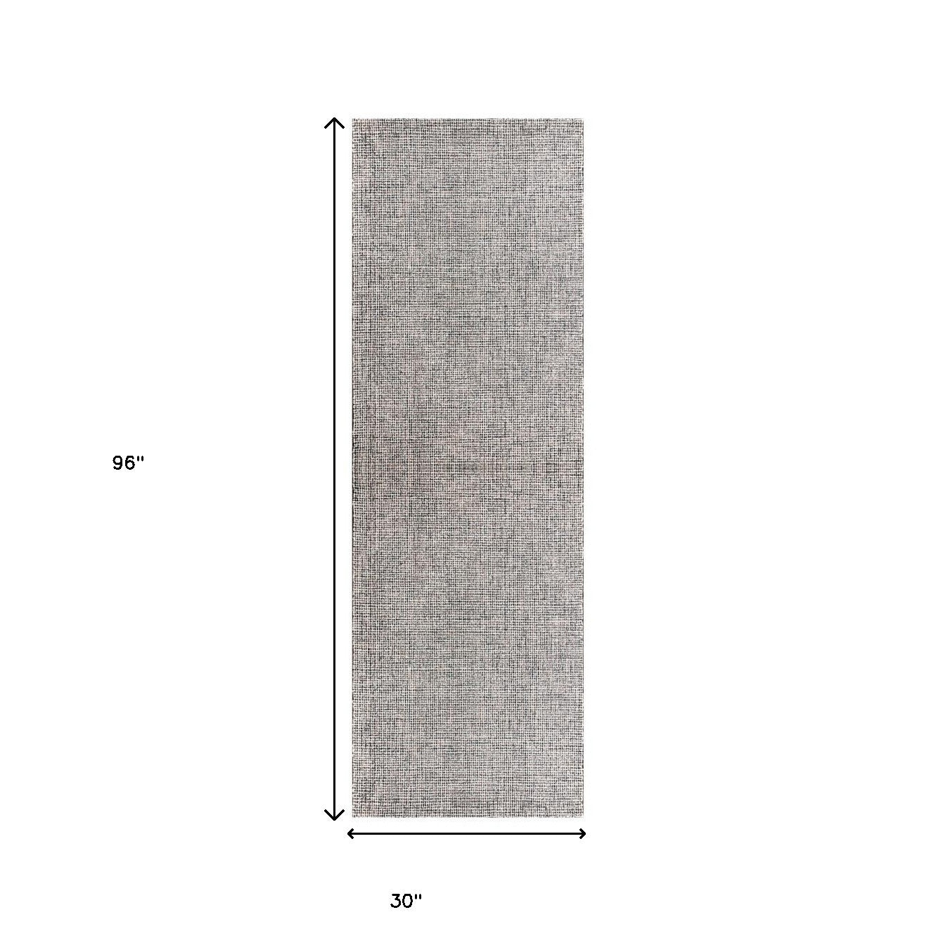 8' Gray And Ivory Wool Checkered Hand Tufted Runner Rug-2