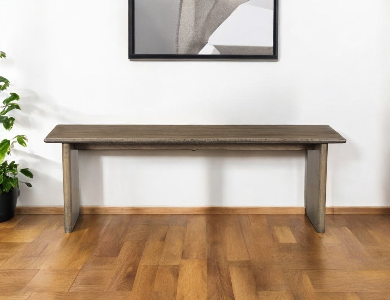55" Brown Solid Wood Dining Bench-Benches-DECOROLALA