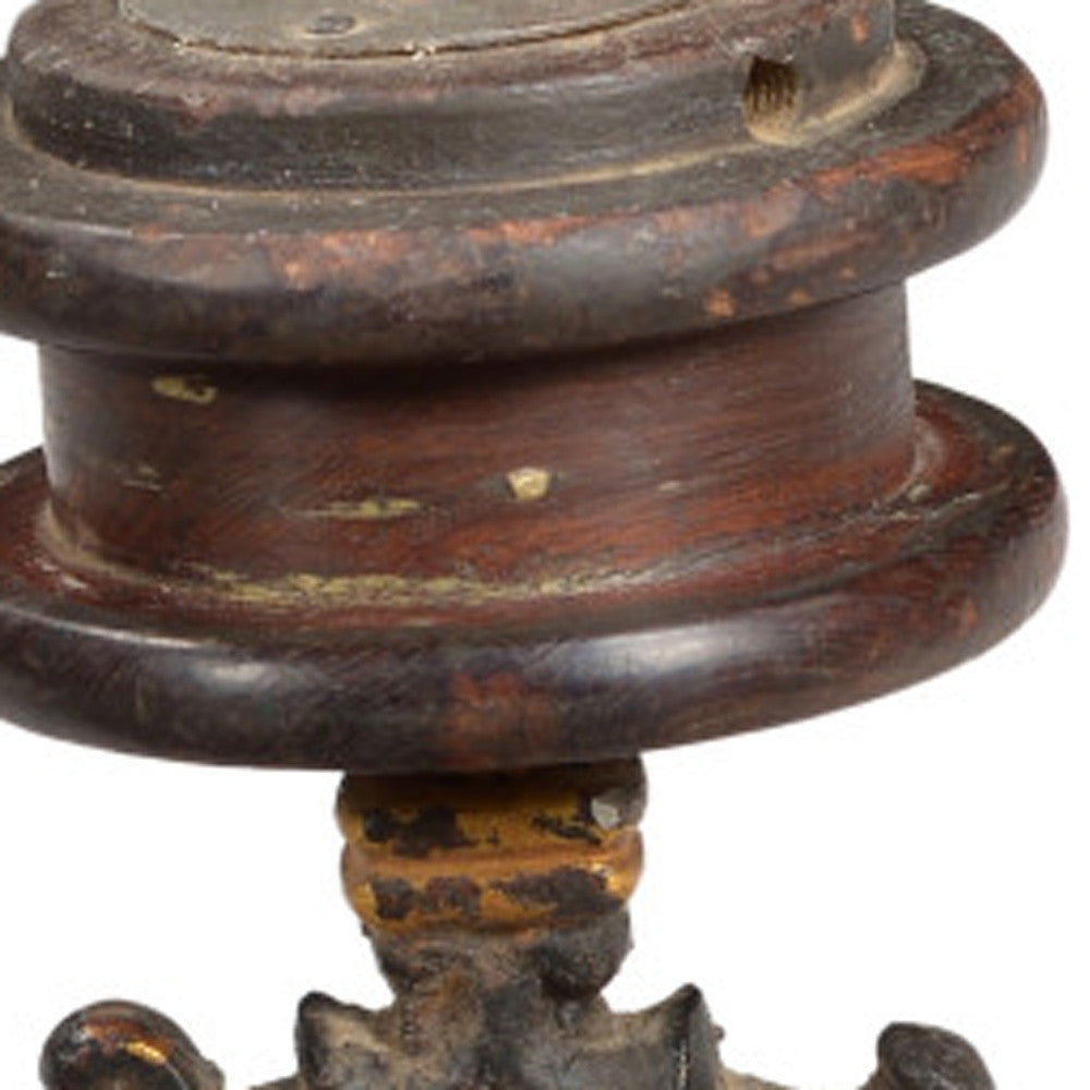 16" Black Distressed Floral Metal Tabletop Tealight Candle Holder-Candle Holders-DECOROLALA