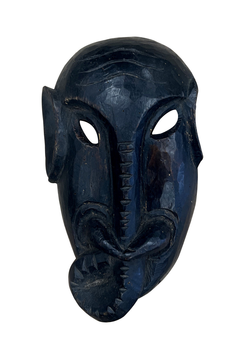 10" Black Solid Wood Decorative Mask Tabletop Sculpture-Sculptures-DECOROLALA