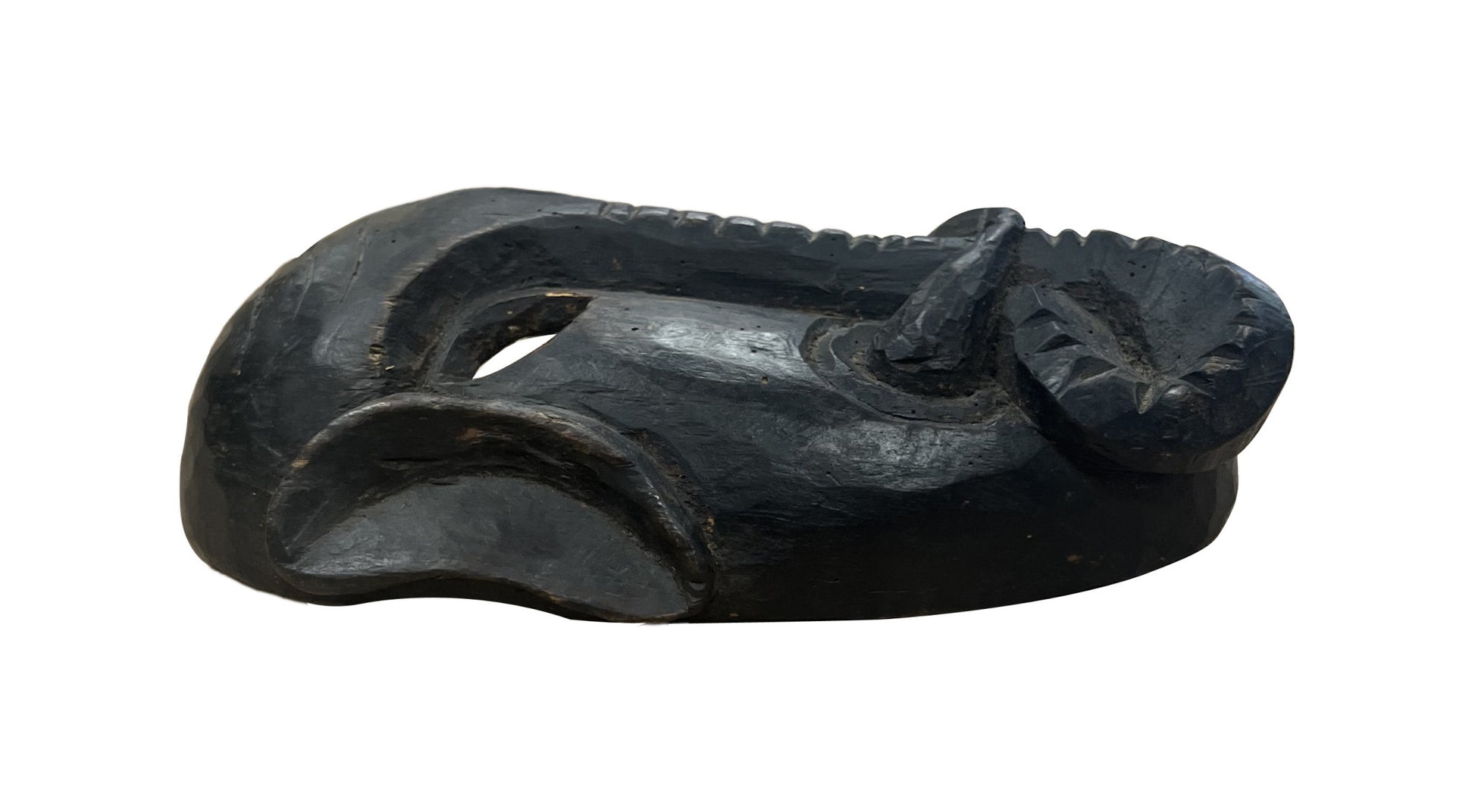 10" Black Solid Wood Decorative Mask Tabletop Sculpture-Sculptures-DECOROLALA