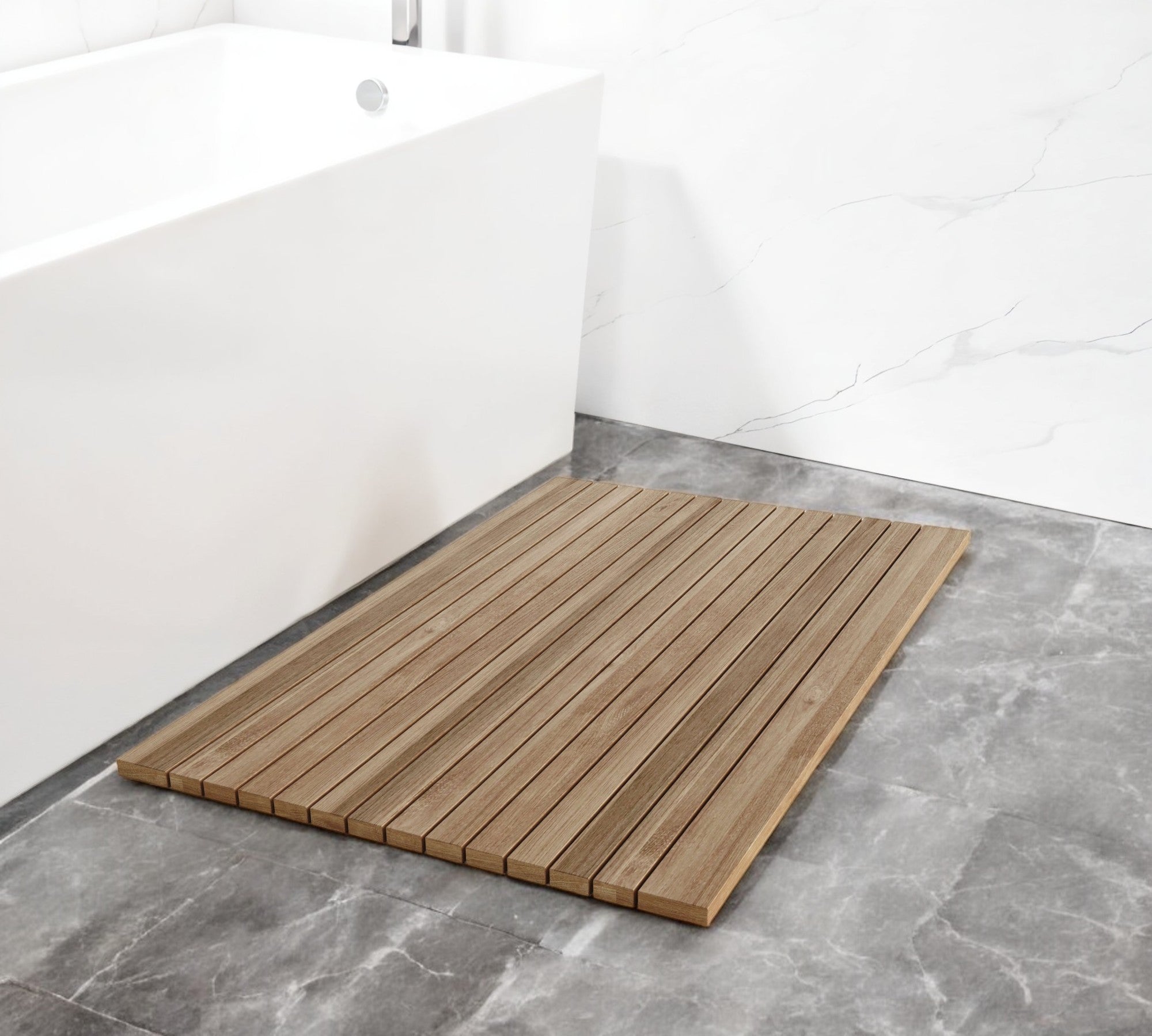 Natural Teak 20" Square Shower Mat-0