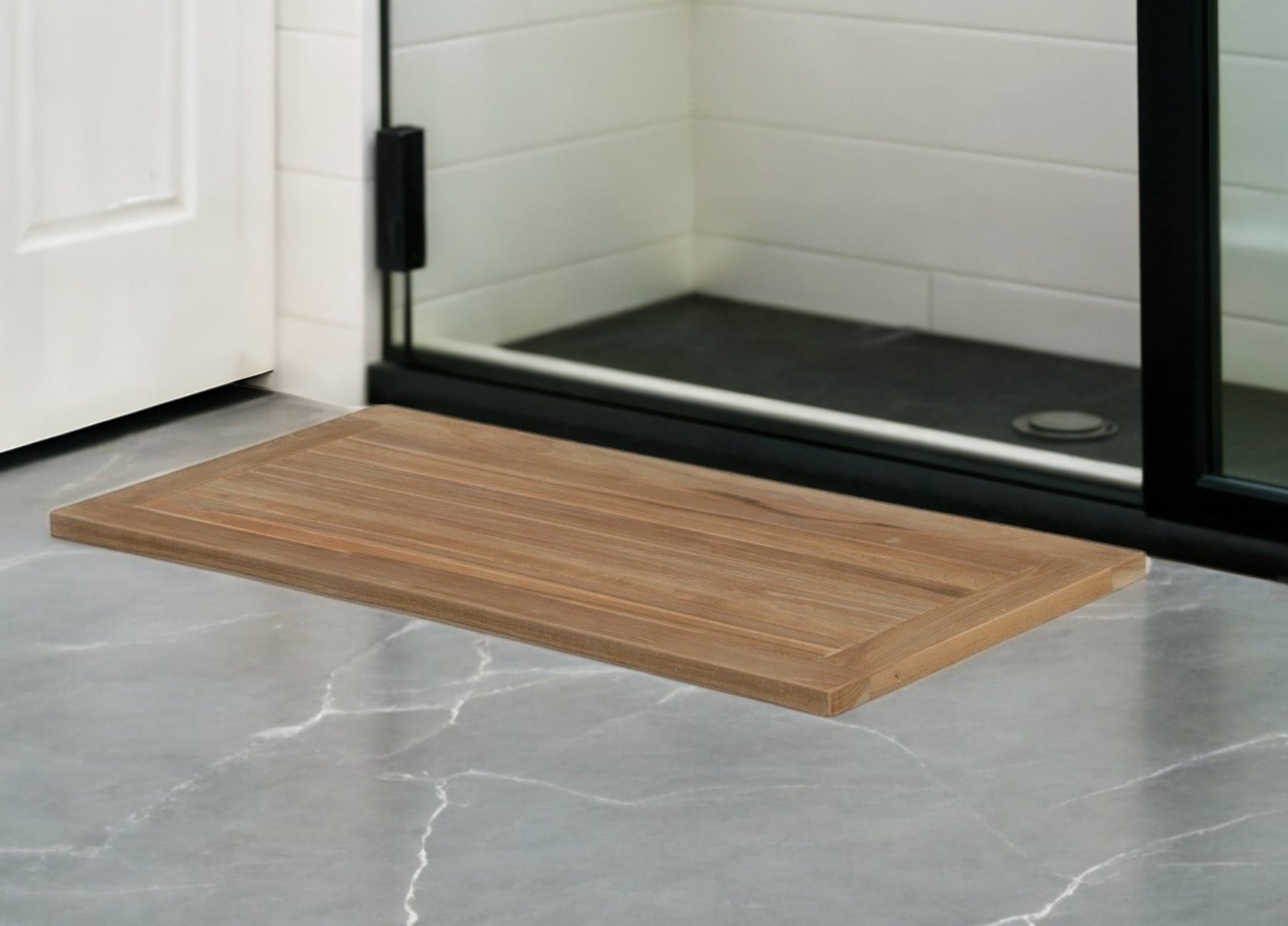 Natural Teak 39" Shower Mat-0