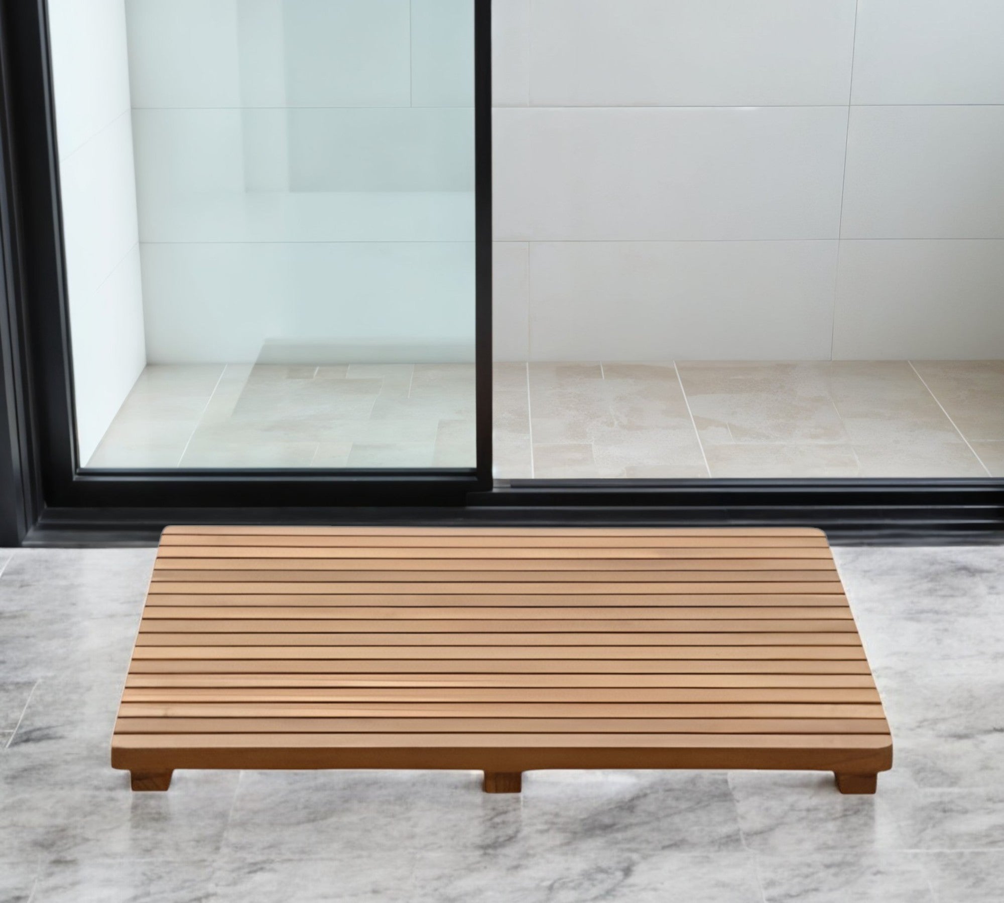 Natural Teak 24" Square Shower Mat-0