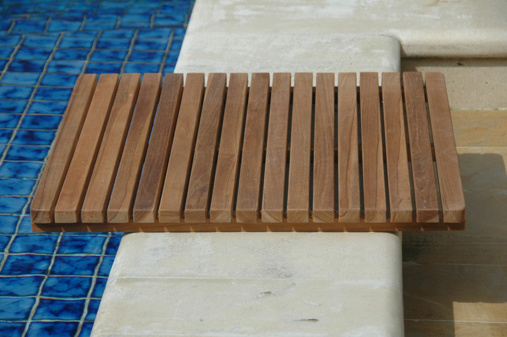 Natural Teak 24" Square Shower Mat-5