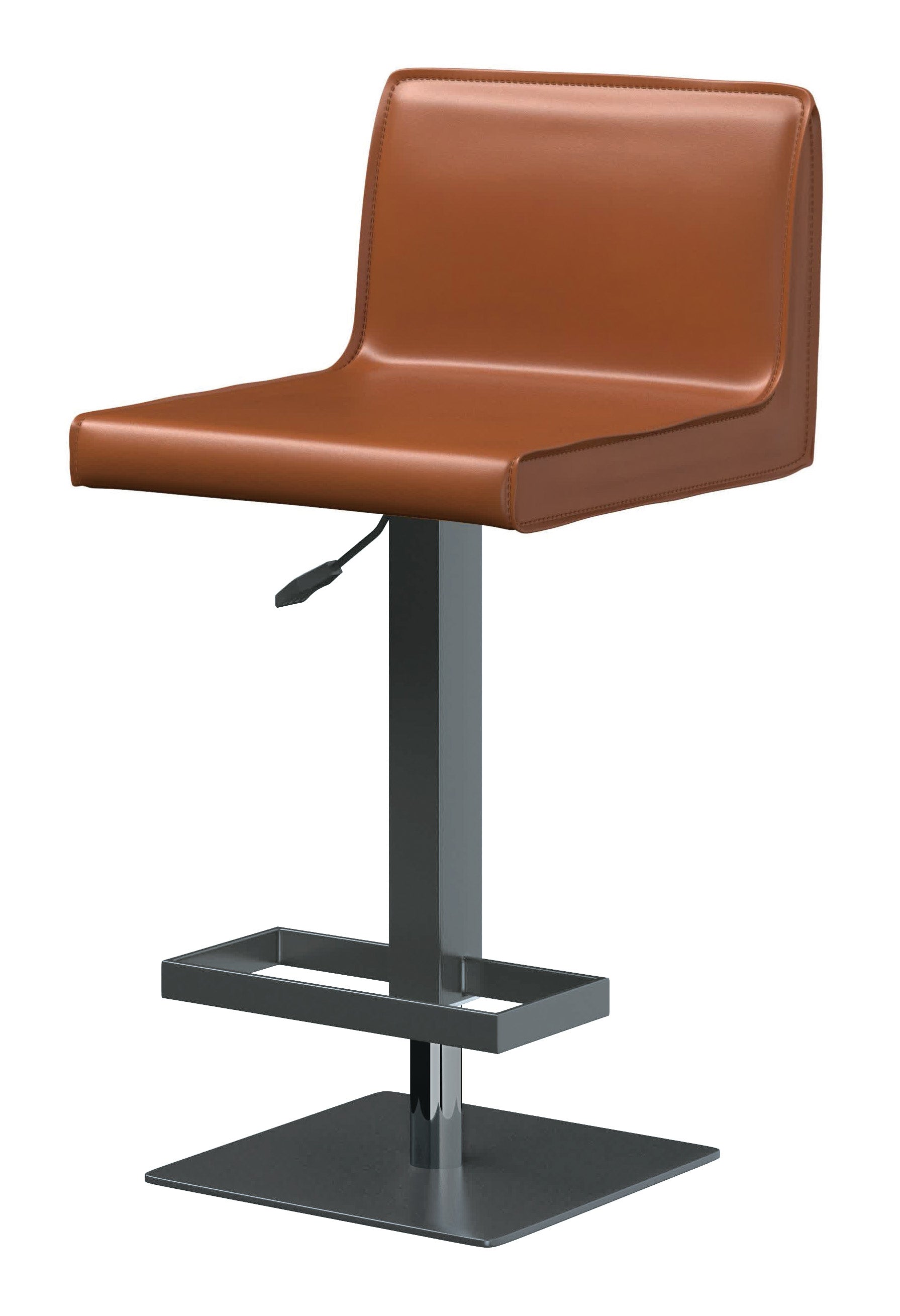 Orange and Black Faux Leather and Metal Low Back Adjustable Height Bar Chair-1