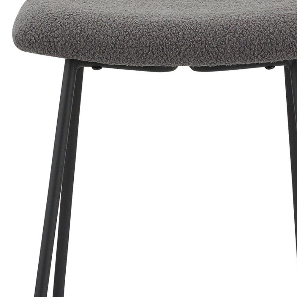 Set of Two 26" Gray and Black Fabric and Metal Backless Counter Height Bar Chairs-3
