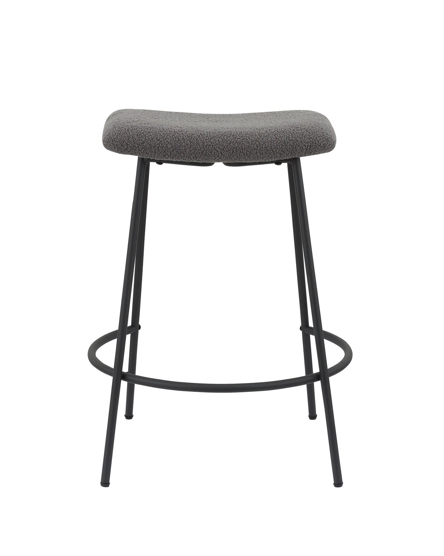 Set of Two 26" Gray and Black Fabric and Metal Backless Counter Height Bar Chairs-2