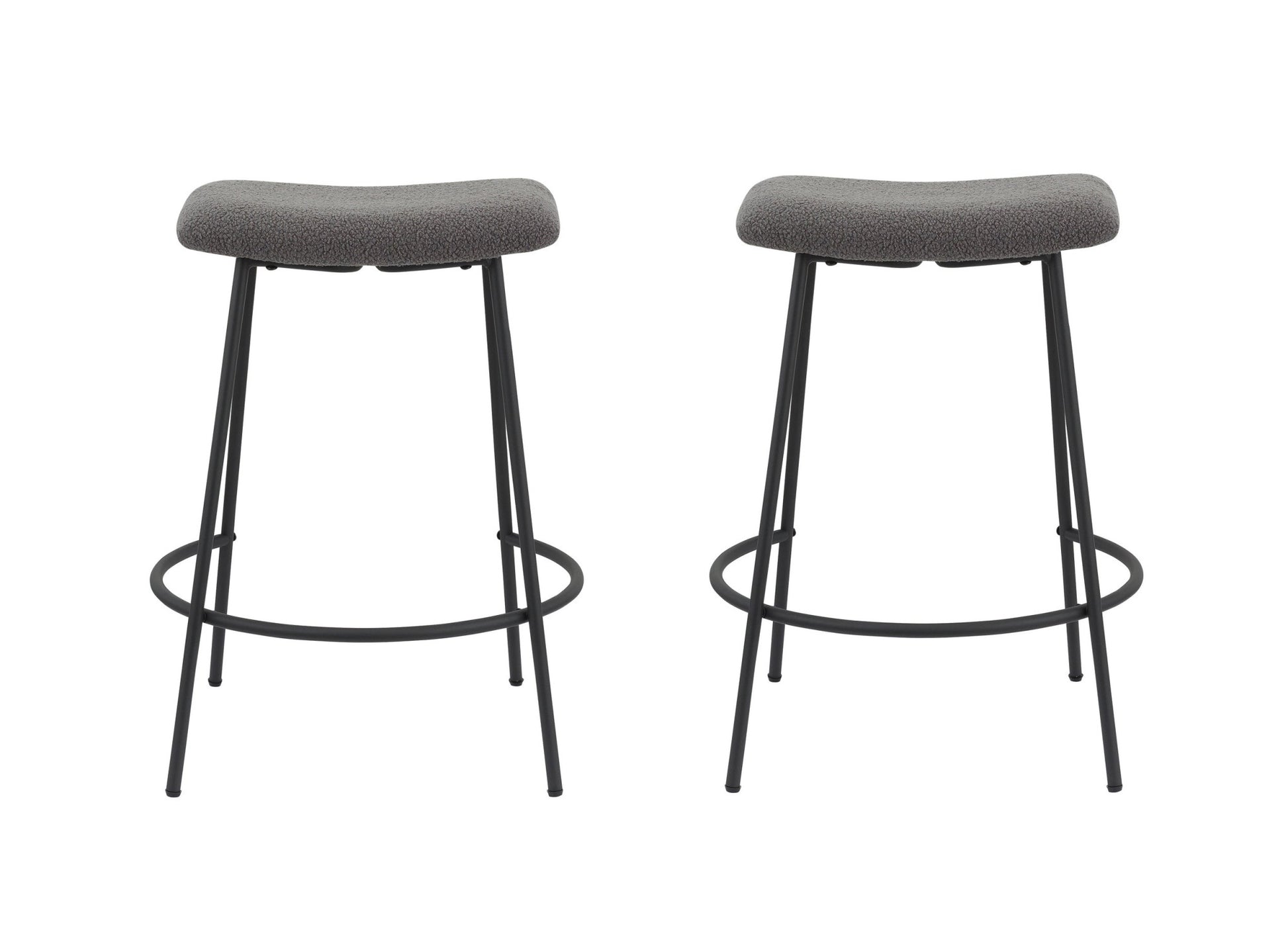 Set of Two 26" Gray and Black Fabric and Metal Backless Counter Height Bar Chairs-1