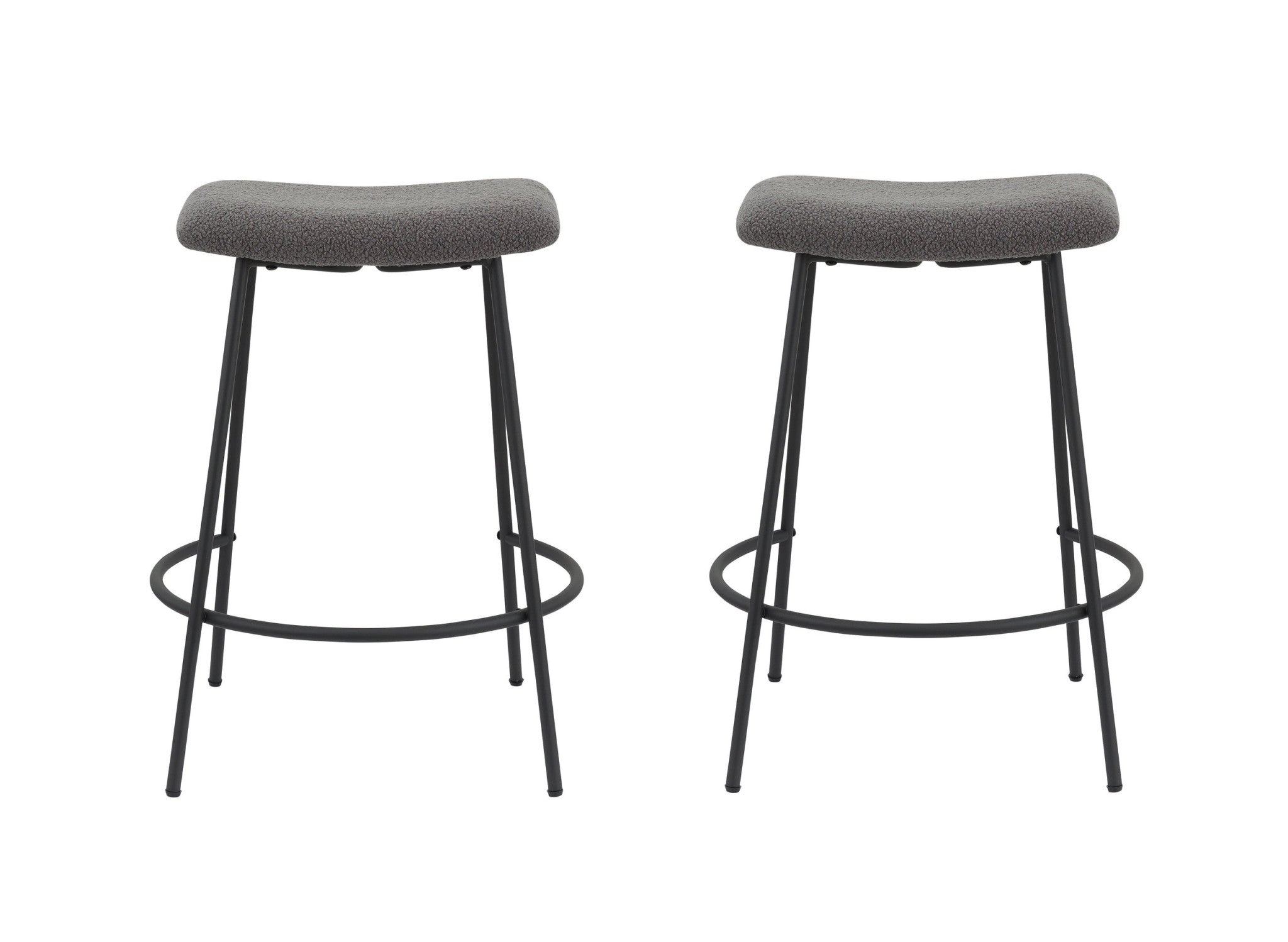 Set of Two 26" Gray and Black Fabric and Metal Backless Counter Height Bar Chairs-1
