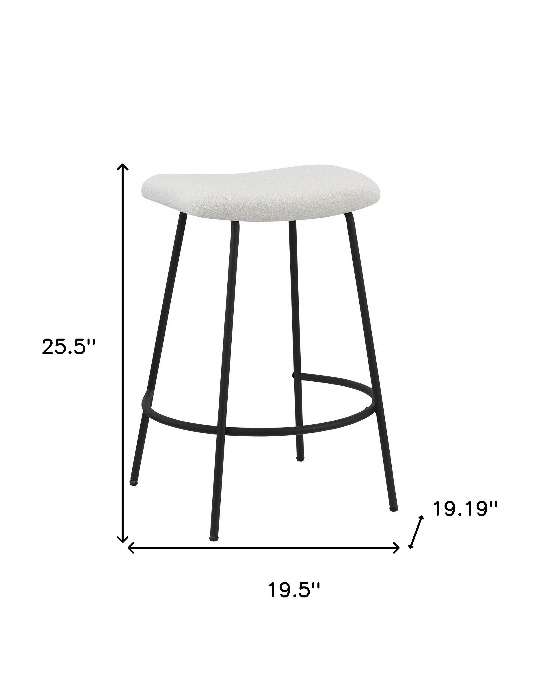 Set of Two 26" White and Black Fabric and Metal Backless Counter Height Bar Chairs-4