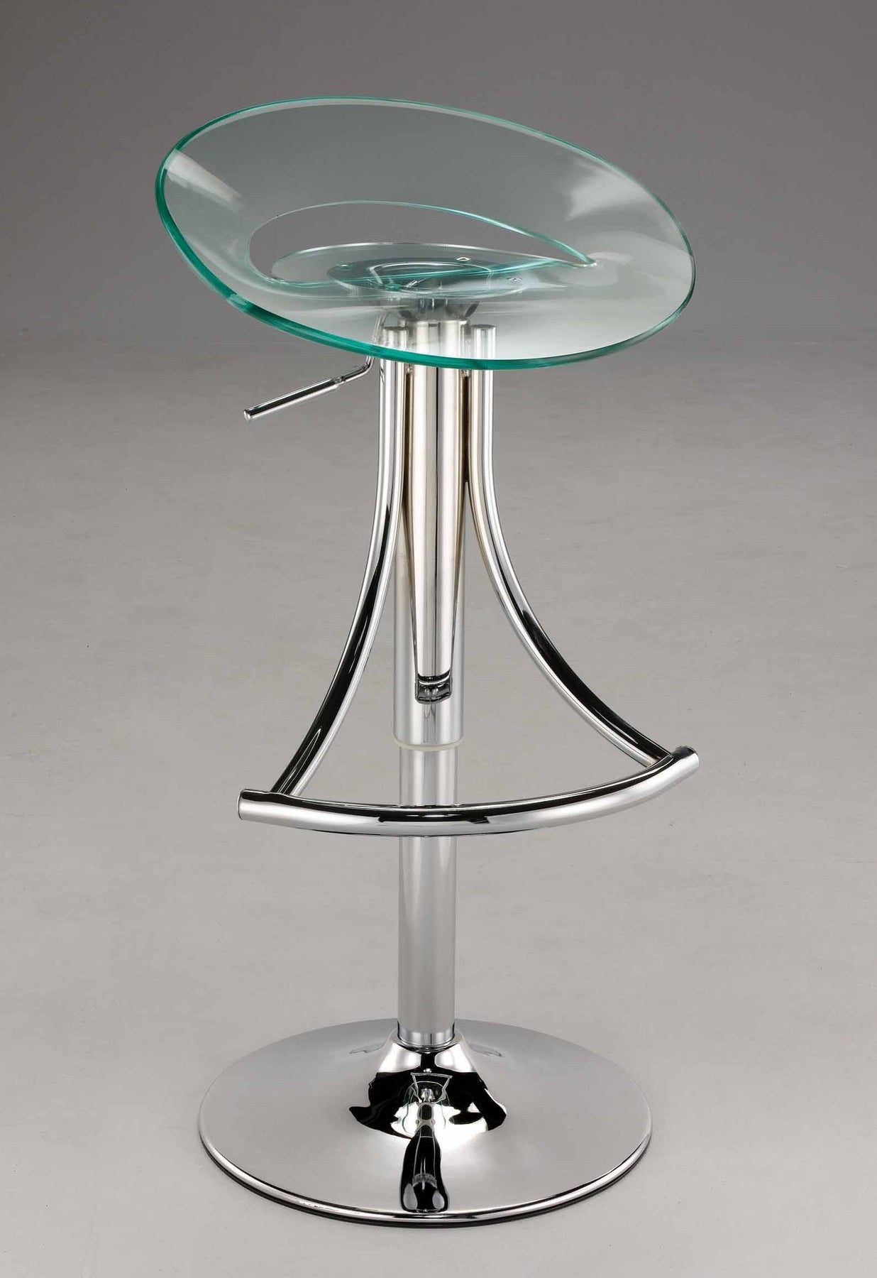 Clear and Silver Metal and Heavy Duty Plastic Low Back Adjustable Height Bar Chair-5