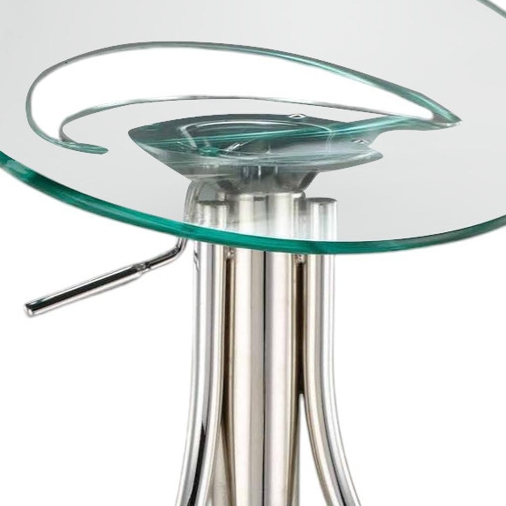 Clear and Silver Metal and Heavy Duty Plastic Low Back Adjustable Height Bar Chair-3