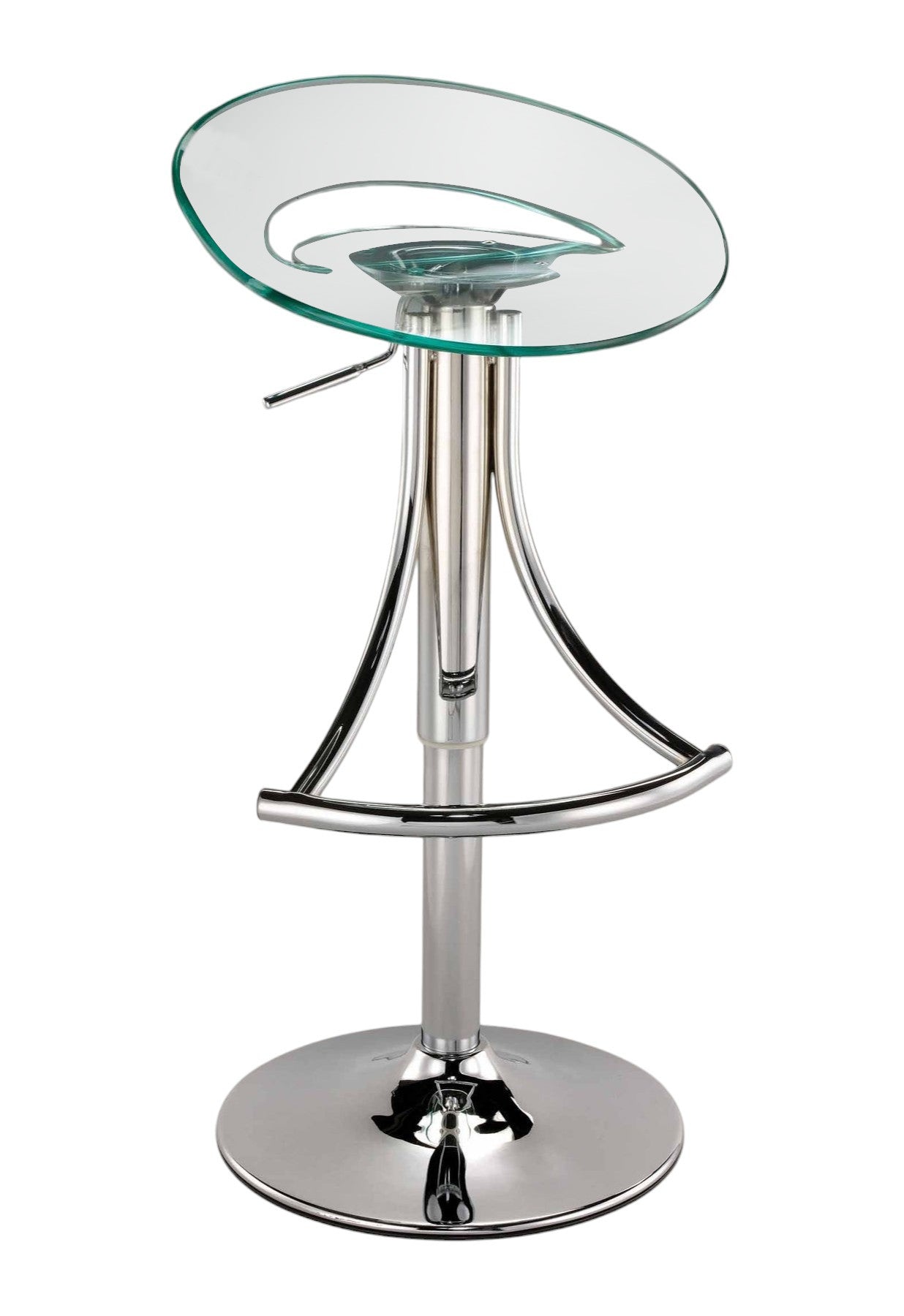 Clear and Silver Metal and Heavy Duty Plastic Low Back Adjustable Height Bar Chair-1
