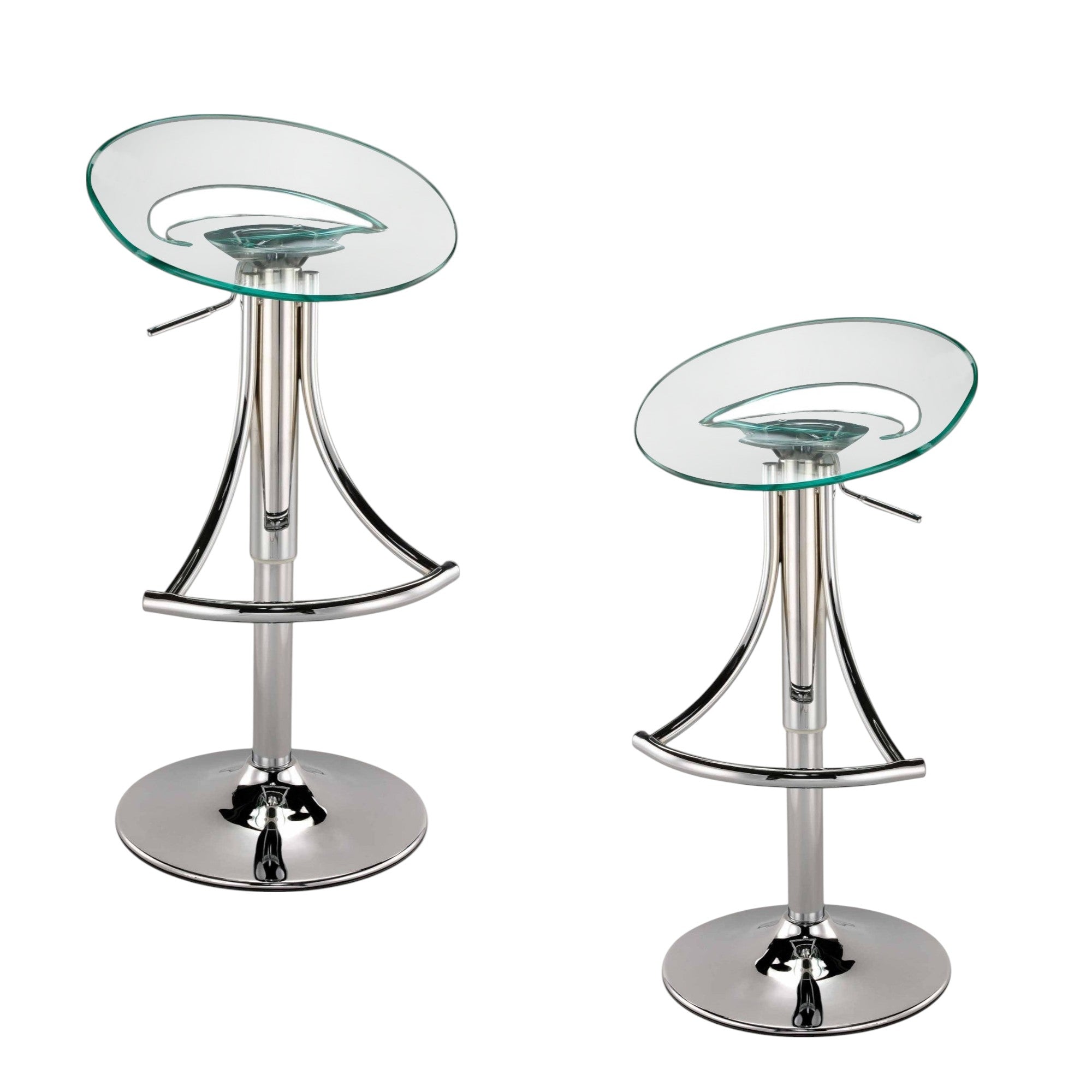 Clear and Silver Metal and Heavy Duty Plastic Low Back Adjustable Height Bar Chair-2