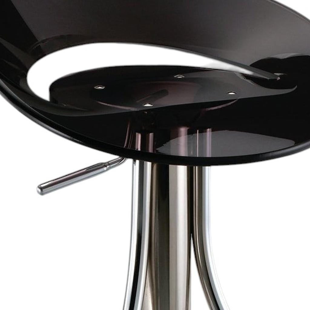 Black and Silver Metal and Heavy Duty Plastic Low Back Adjustable Height Bar Chair-2